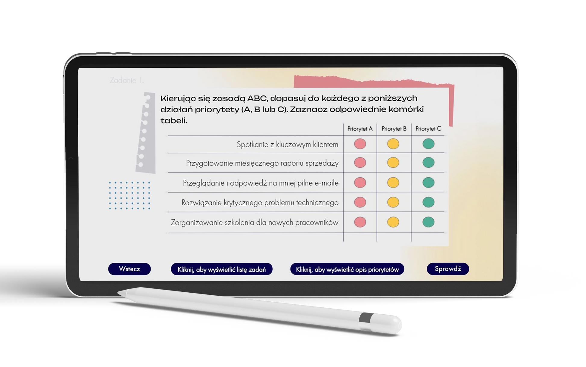 tablet, a na ekranie szkolenie dla menedżerów